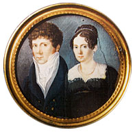 Amici portrayed with his wife Teresa by Celeste Mirandoli in 1816