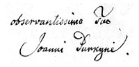 Signature of Jan Evangelista Purkyne