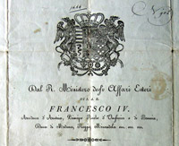 Passaporto del Ducato Estense rilasciato ad Amici nel 1827 