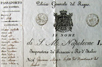 Passaporto del Regno d'Italia rilasciato ad Amici nel 1813 
